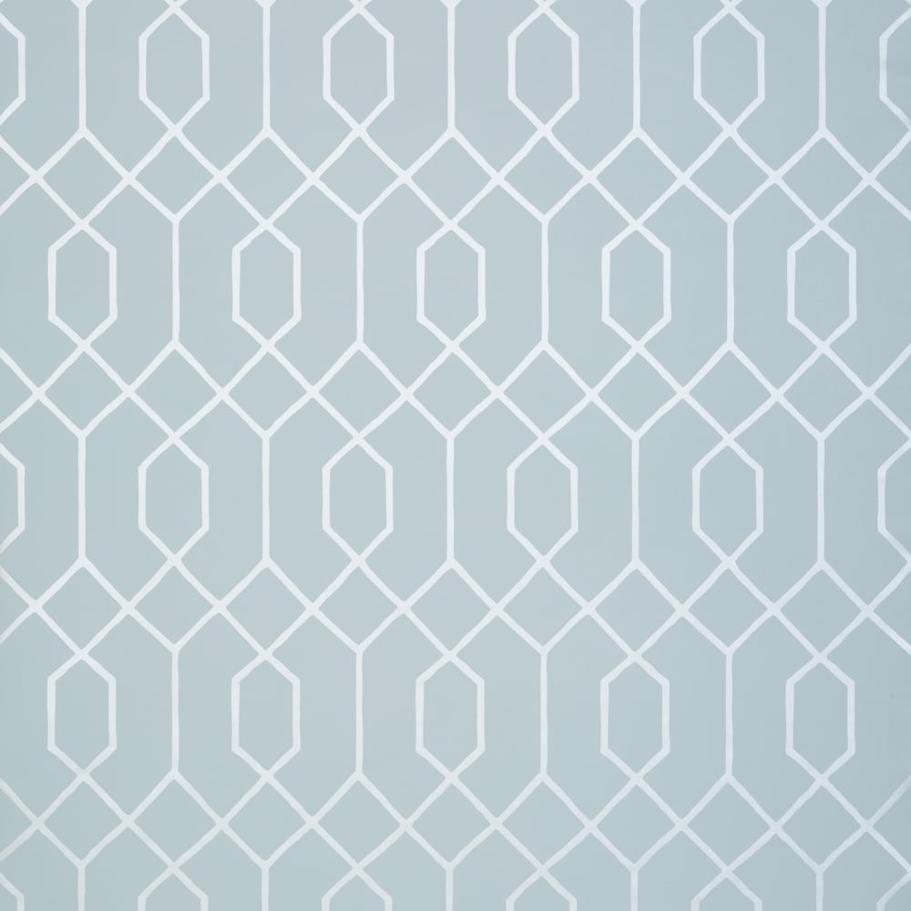 Thibaut T35201 LA FARGE Metallic Silver on Blue Wallpaper