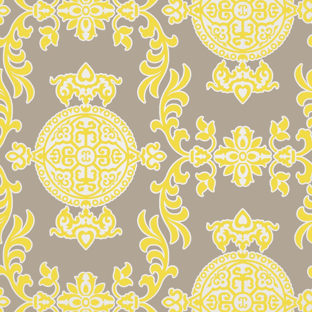 Thibaut T36115 HALIE Grey and Lemon Wallpaper
