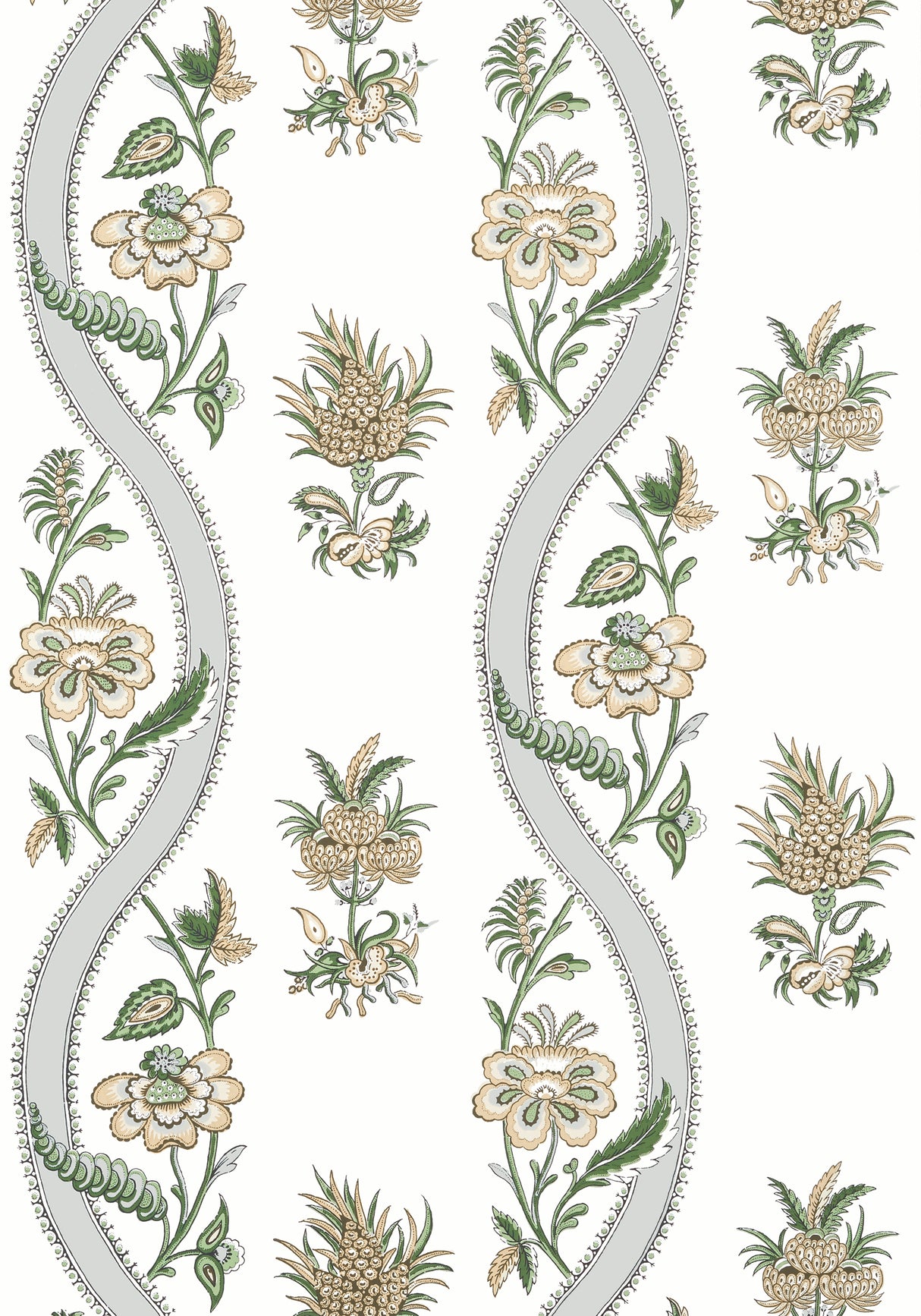 Thibaut T36421 RIBBON FLORAL Green Wallpaper