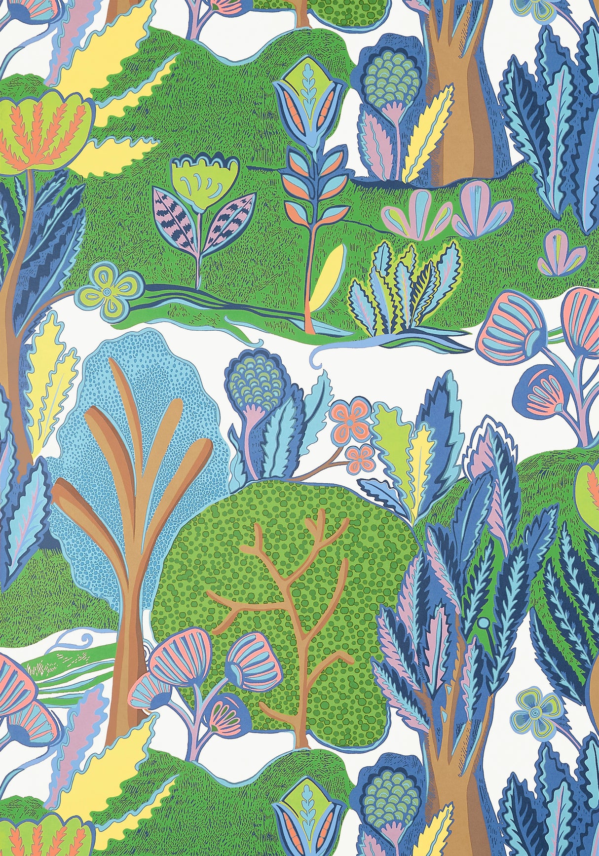 Thibaut T45009 ALBERO Green and Blue Wallpaper