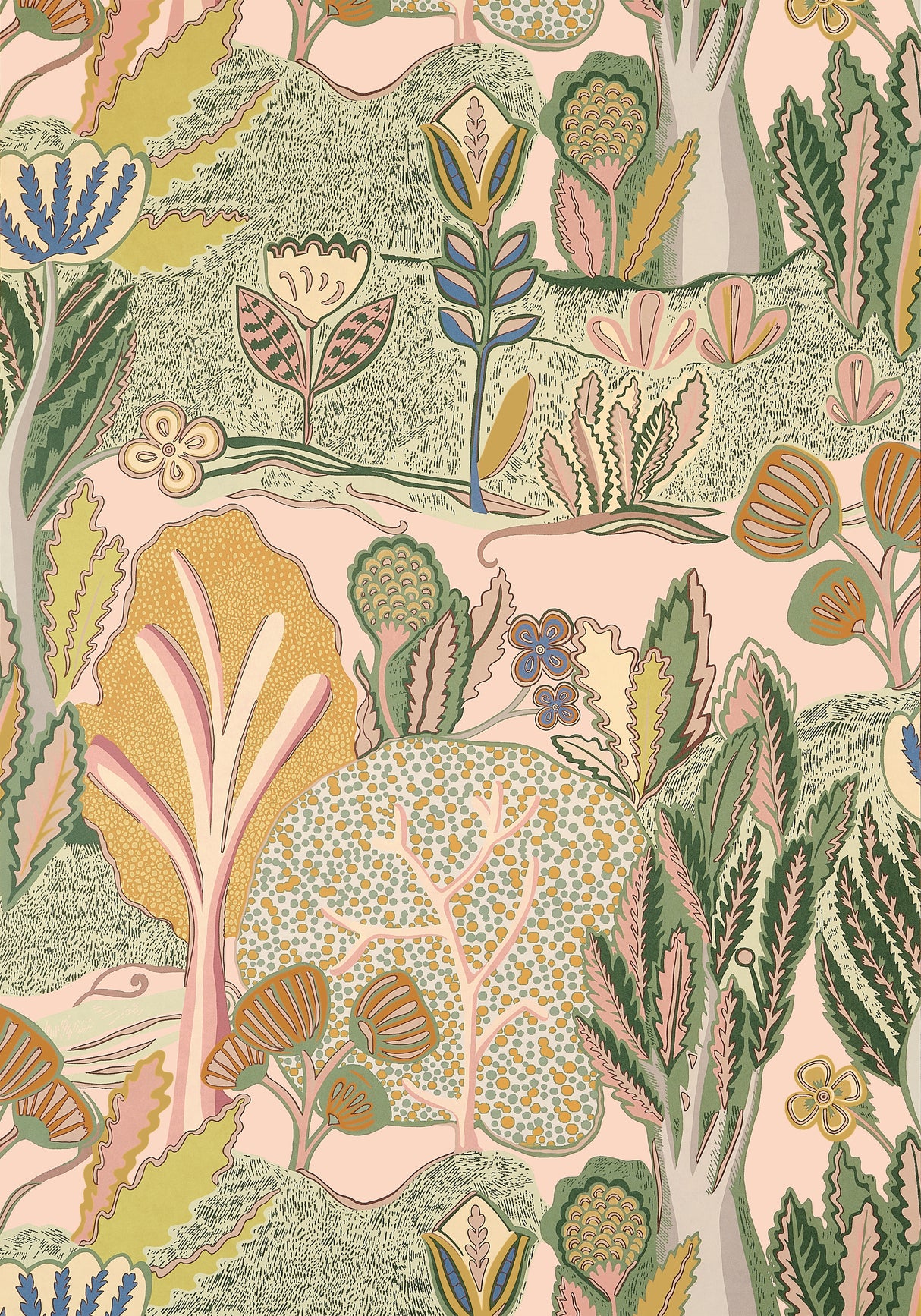 Thibaut T45010 ALBERO Apricot and Ginger Wallpaper
