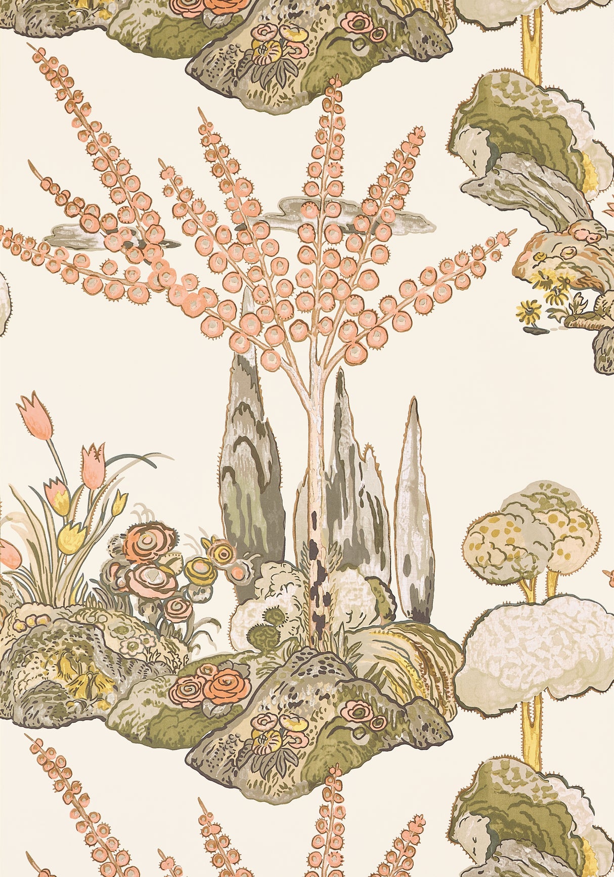 Thibaut T45026 ORLEANS Apricot and Ginger Wallpaper
