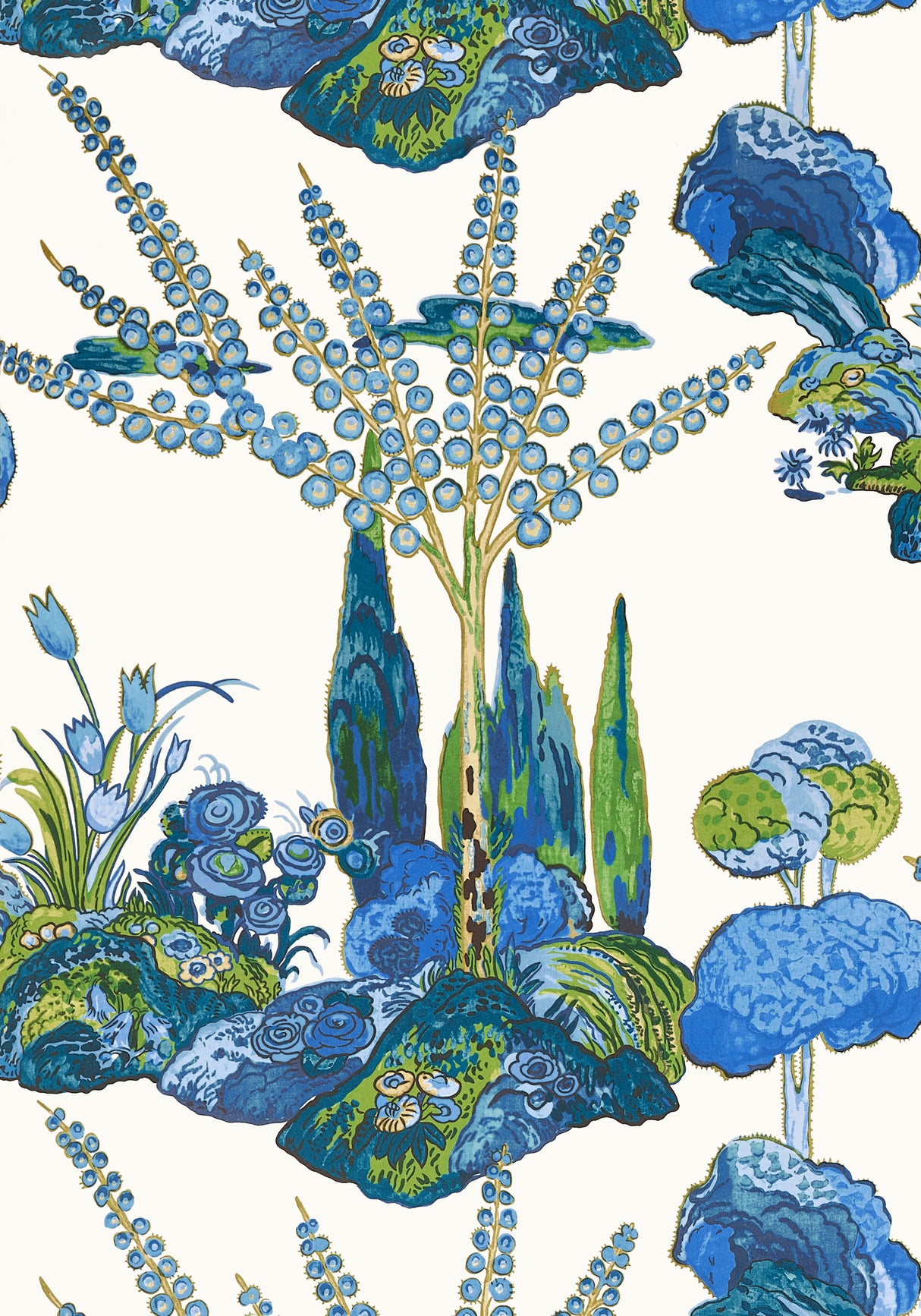 Thibaut T45028 ORLEANS Blue and Green Wallpaper