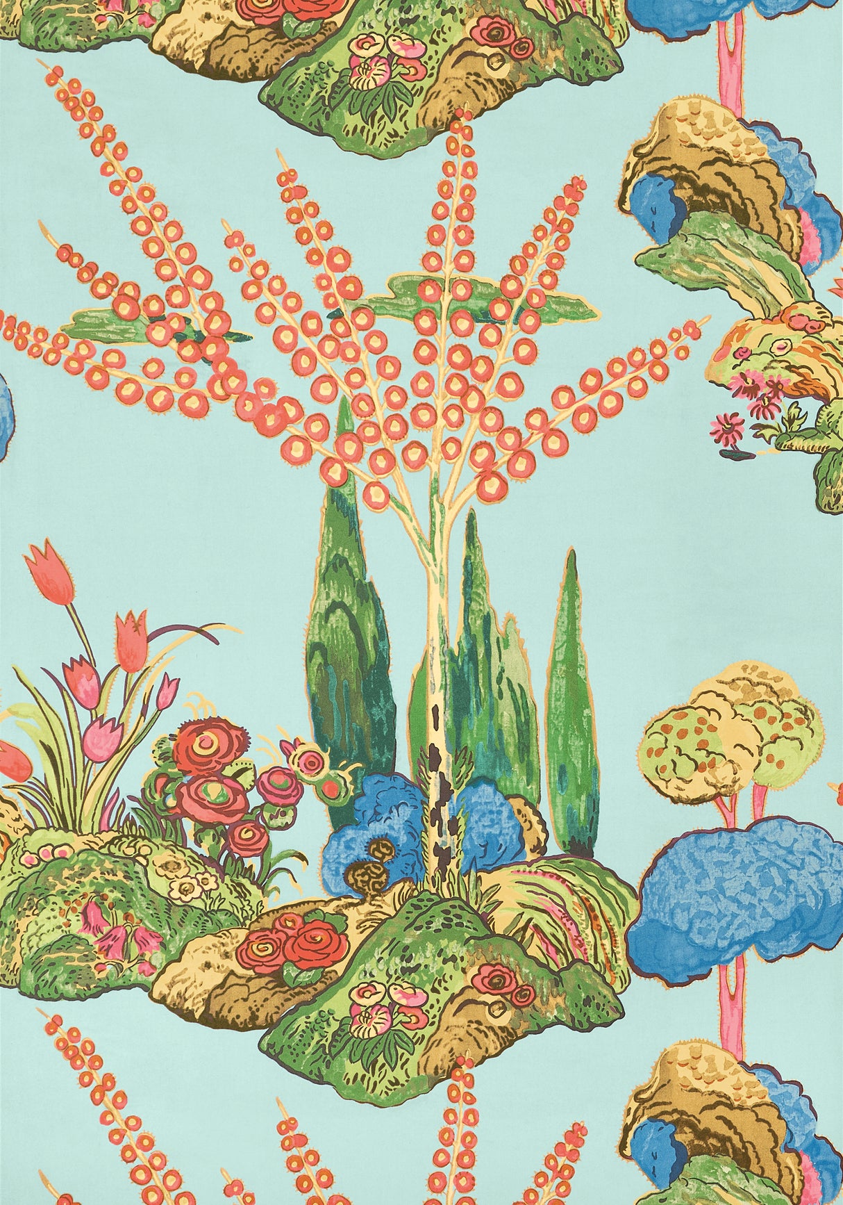 Thibaut T45030 ORLEANS Turquoise Wallpaper
