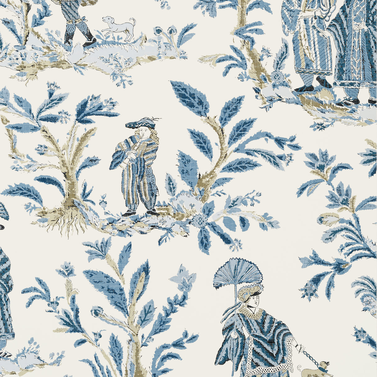 Thibaut T72573 ROYALE TOILE Blue Wallpaper