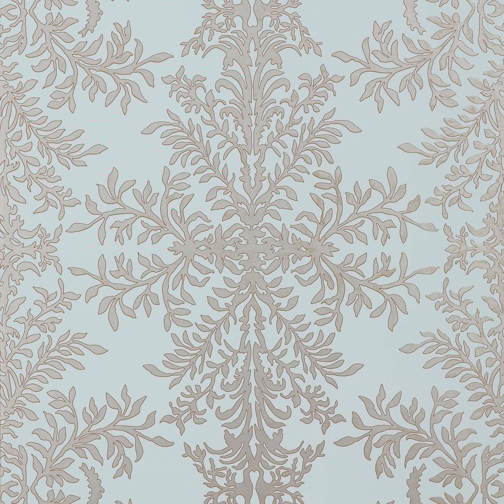 Thibaut T774 VERRE EGLOMISE Metallic on Aqua Wallpaper