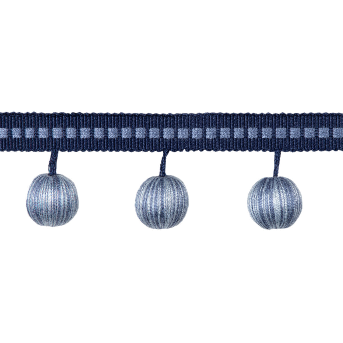 BRUNSCHWIG & FILS T8020103.5.0 CLAUDE BALL FRINGE BLUE TRIM - Eade's Wallpaper