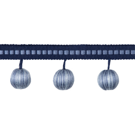 BRUNSCHWIG & FILS T8020103.5.0 CLAUDE BALL FRINGE BLUE TRIM - Eade's Wallpaper