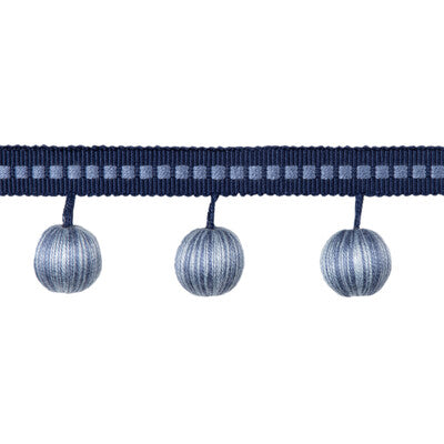 BRUNSCHWIG & FILS T8020103.5.0 CLAUDE BALL FRINGE BLUE TRIM - Eade's Wallpaper