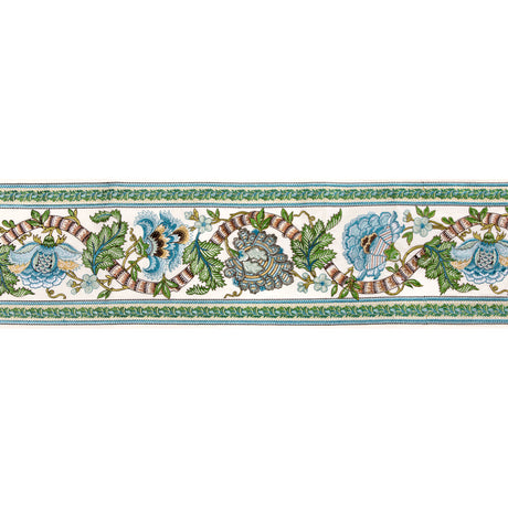 BRUNSCHWIG & FILS T8024102.335.0 LAURIS BORDER AQUA/LEAF TRIM - Eade's Wallpaper