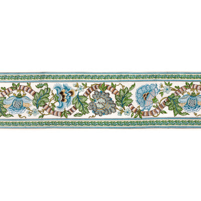BRUNSCHWIG & FILS T8024102.335.0 LAURIS BORDER AQUA/LEAF TRIM - Eade's Wallpaper