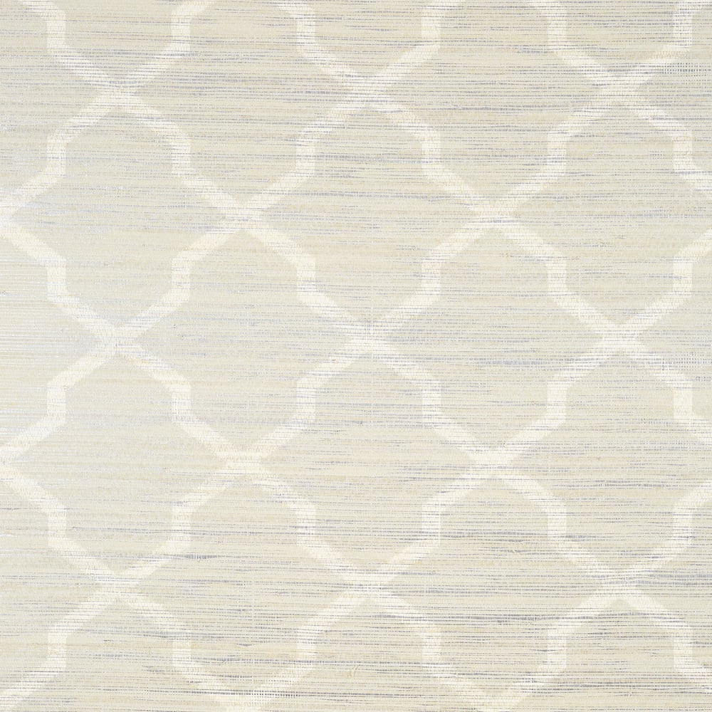Thibaut T83030 CAROLYN TRELLIS Cream on Metallic Wallpaper