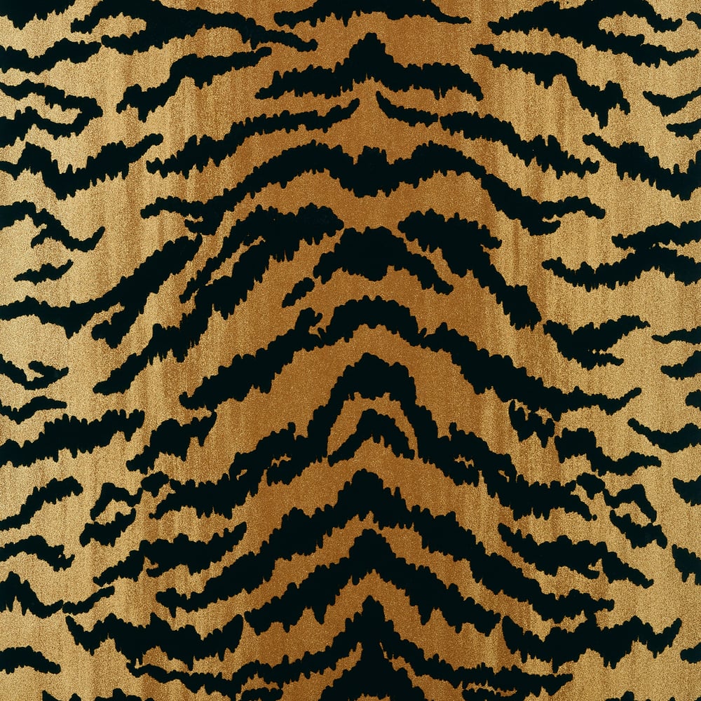 Thibaut T83062 TIGER FLOCK Camel and Black Wallpaper