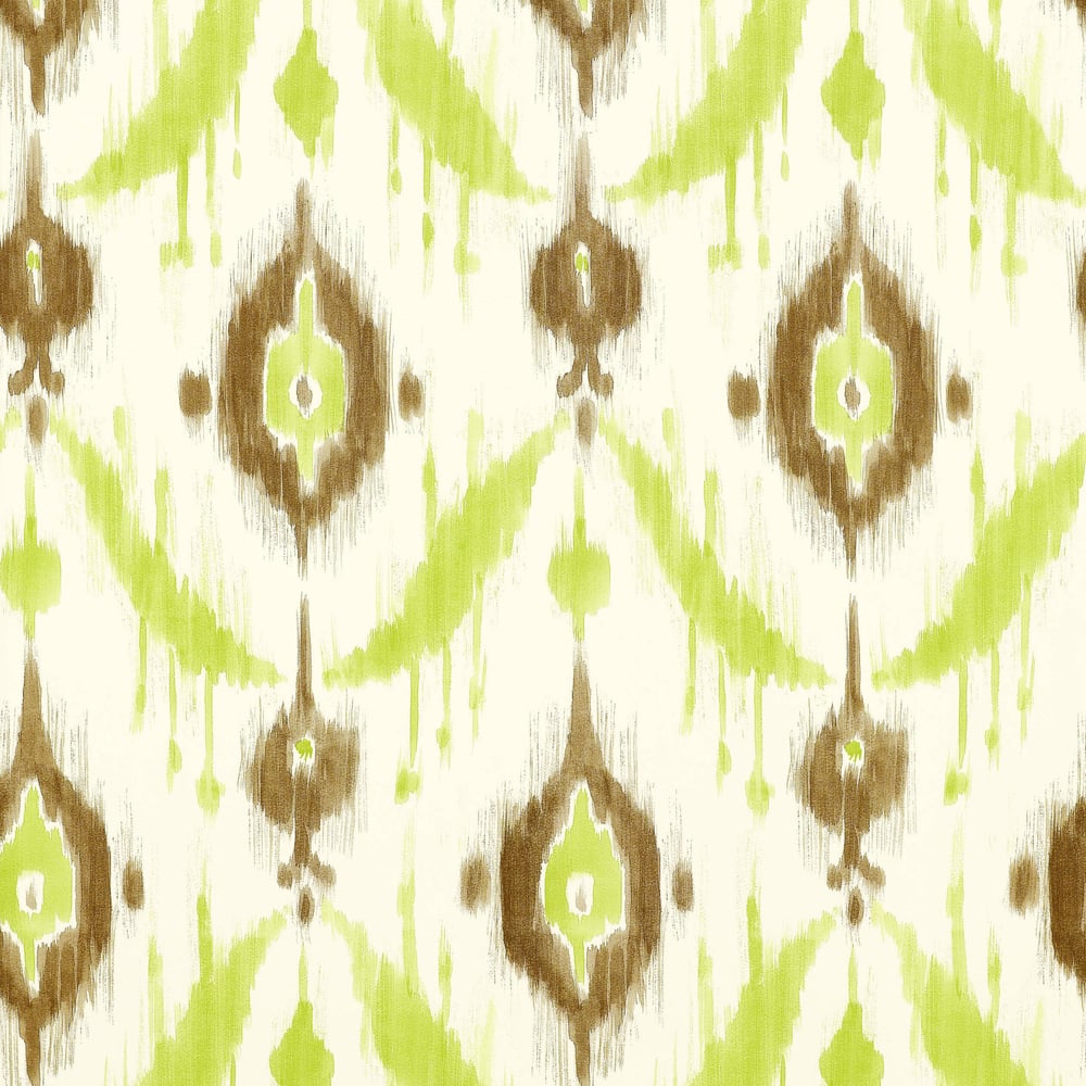 Thibaut T9166 ISLAND IKAT Brown and Green Wallpaper