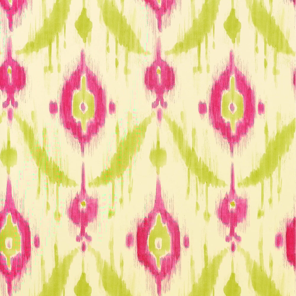 Thibaut T9168 ISLAND IKAT Pink and Green Wallpaper