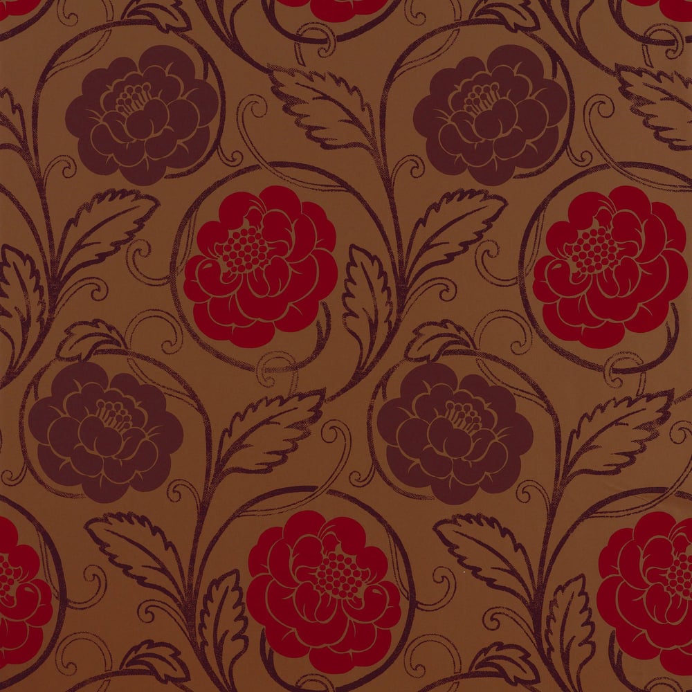 Thibaut T9183 MORRISTOWN Red with Metallic Wallpaper