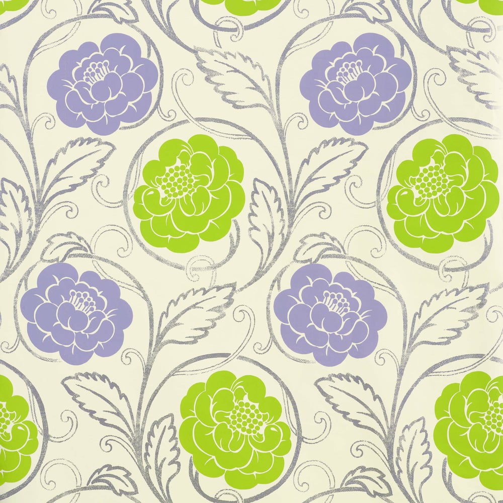 Thibaut T9188 MORRISTOWN Lavender on Cream Wallpaper