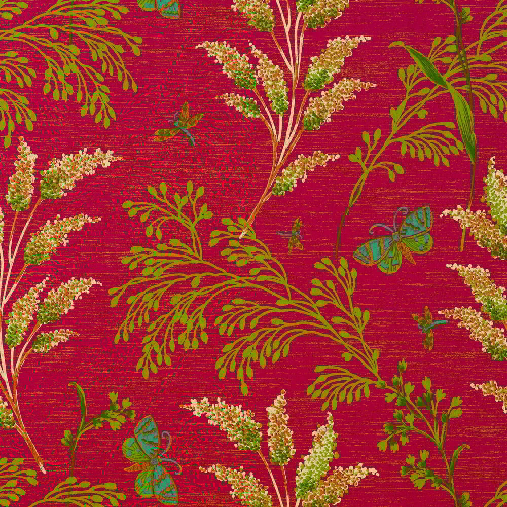 Thibaut T9264 BUTTERFLY GARDEN Pink Wallpaper