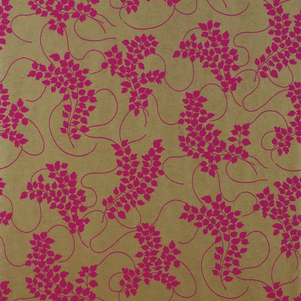 Thibaut T9280 SPRING Pink on Metallic Gold Wallpaper