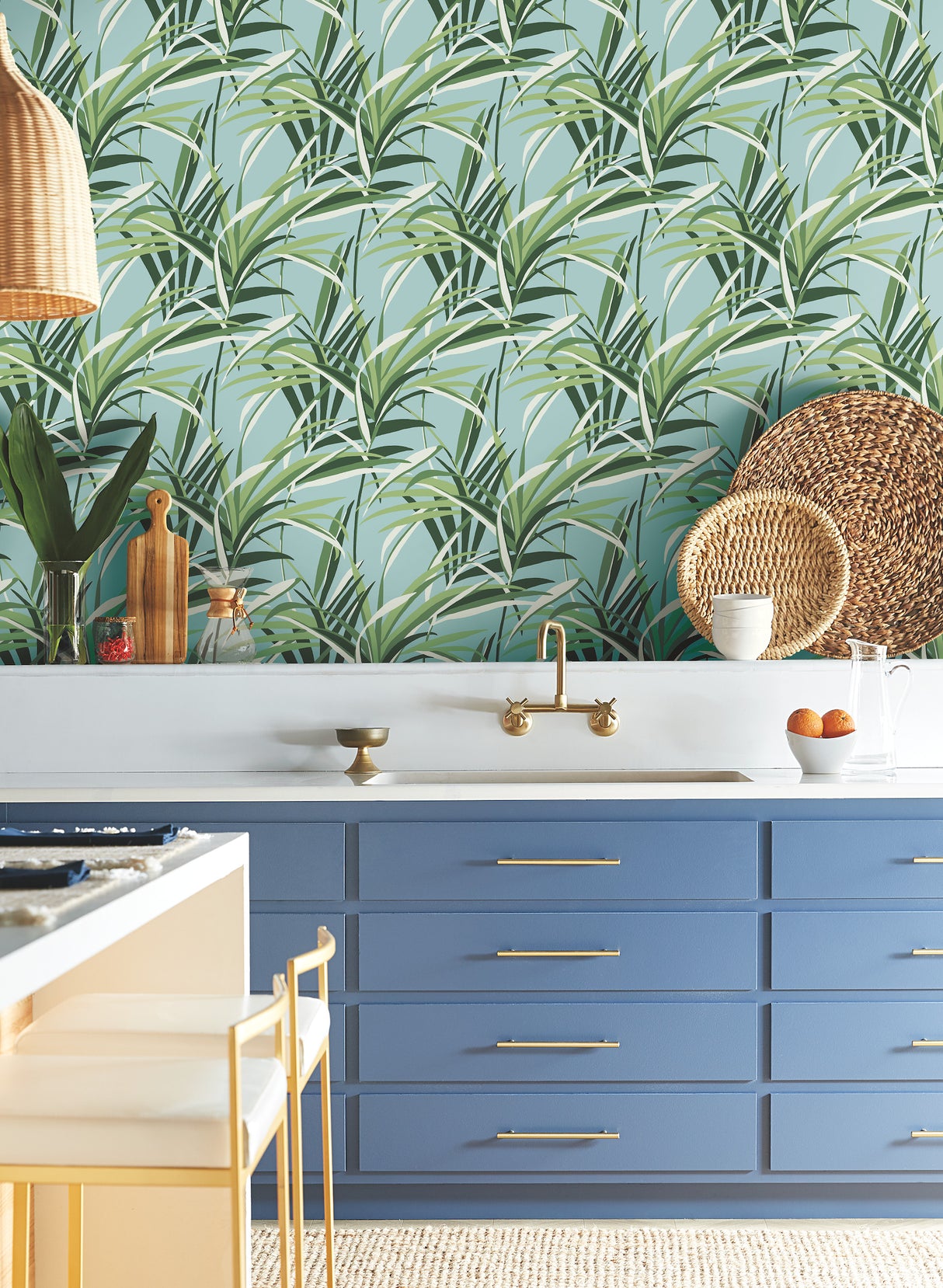 York TC2603 Tropical Paradise Green & Light Blue Wallpaper