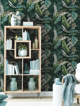 York TC2621 Tropical Toss Dark Green Wallpaper