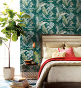 York TC2621 Tropical Toss Dark Green Wallpaper