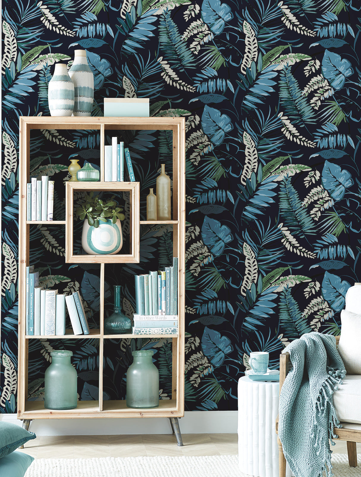 York TC2623 Tropical Toss Navy Wallpaper