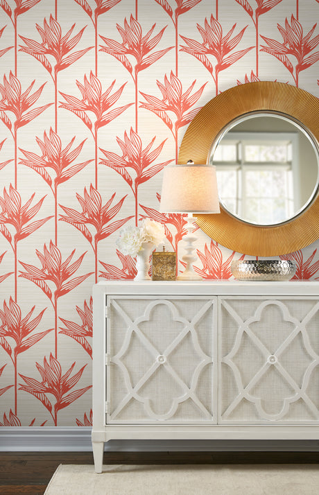 York TC2676 Bird of Paradise Coral Wallpaper