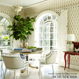 Schumacher Temple Blue Fabric - Eade's Wallpaper