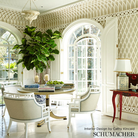 Schumacher Temple Blue Fabric - Eade's Wallpaper