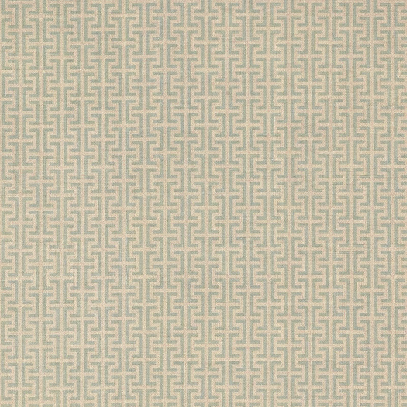 Schumacher Temple Aqua Fabric - Eade's Wallpaper