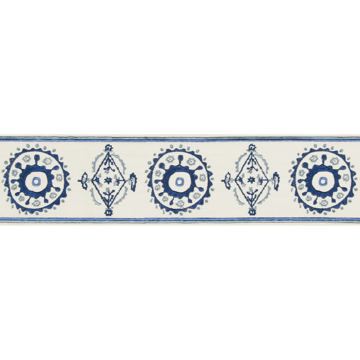 LEE JOFA TL10175.150.0 BELLES TAPE BLUE/NAVY TRIM - Eade's Wallpaper