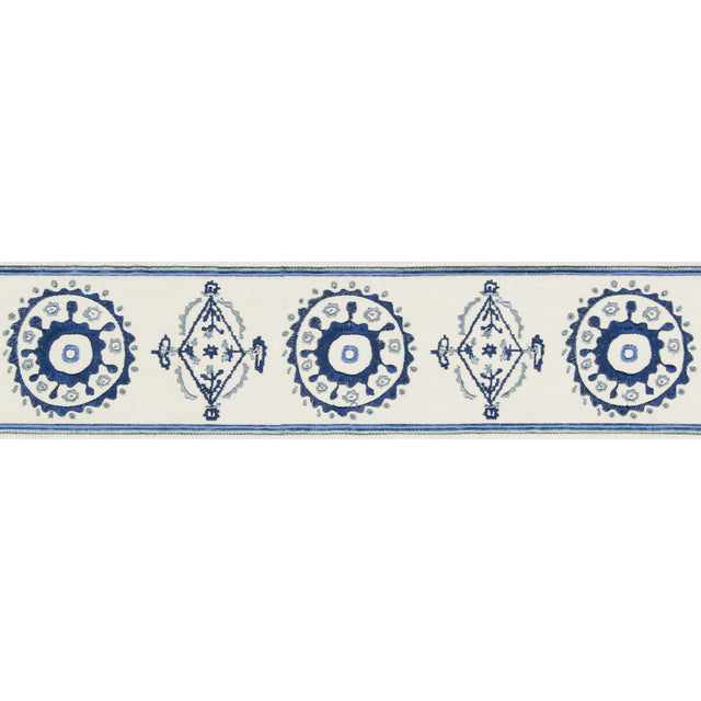 LEE JOFA TL10175.150.0 BELLES TAPE BLUE/NAVY TRIM - Eade's Wallpaper