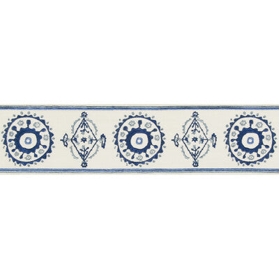 LEE JOFA TL10175.150.0 BELLES TAPE BLUE/NAVY TRIM - Eade's Wallpaper
