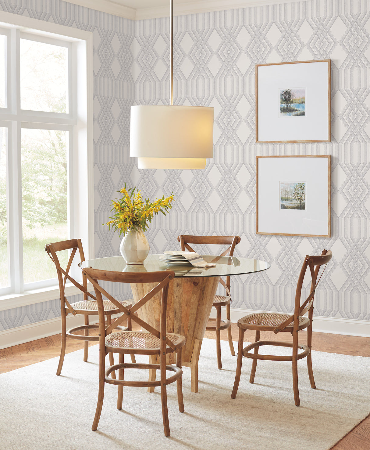 York TL1909 Etched Lattice Grey Wallpaper