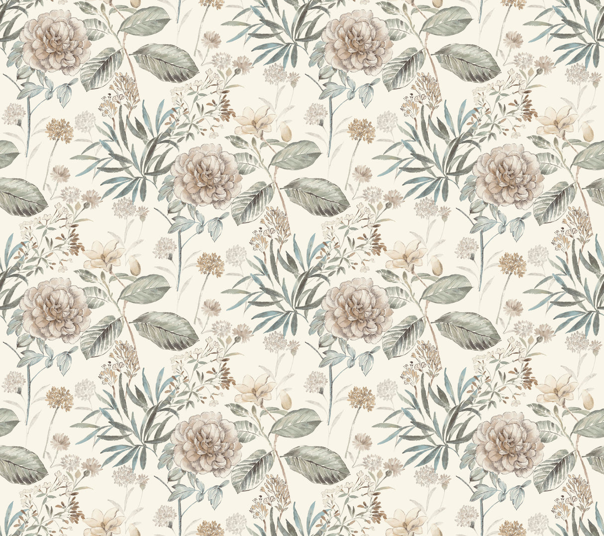 York TL1918 Midsummer Floral Beige & Green Wallpaper