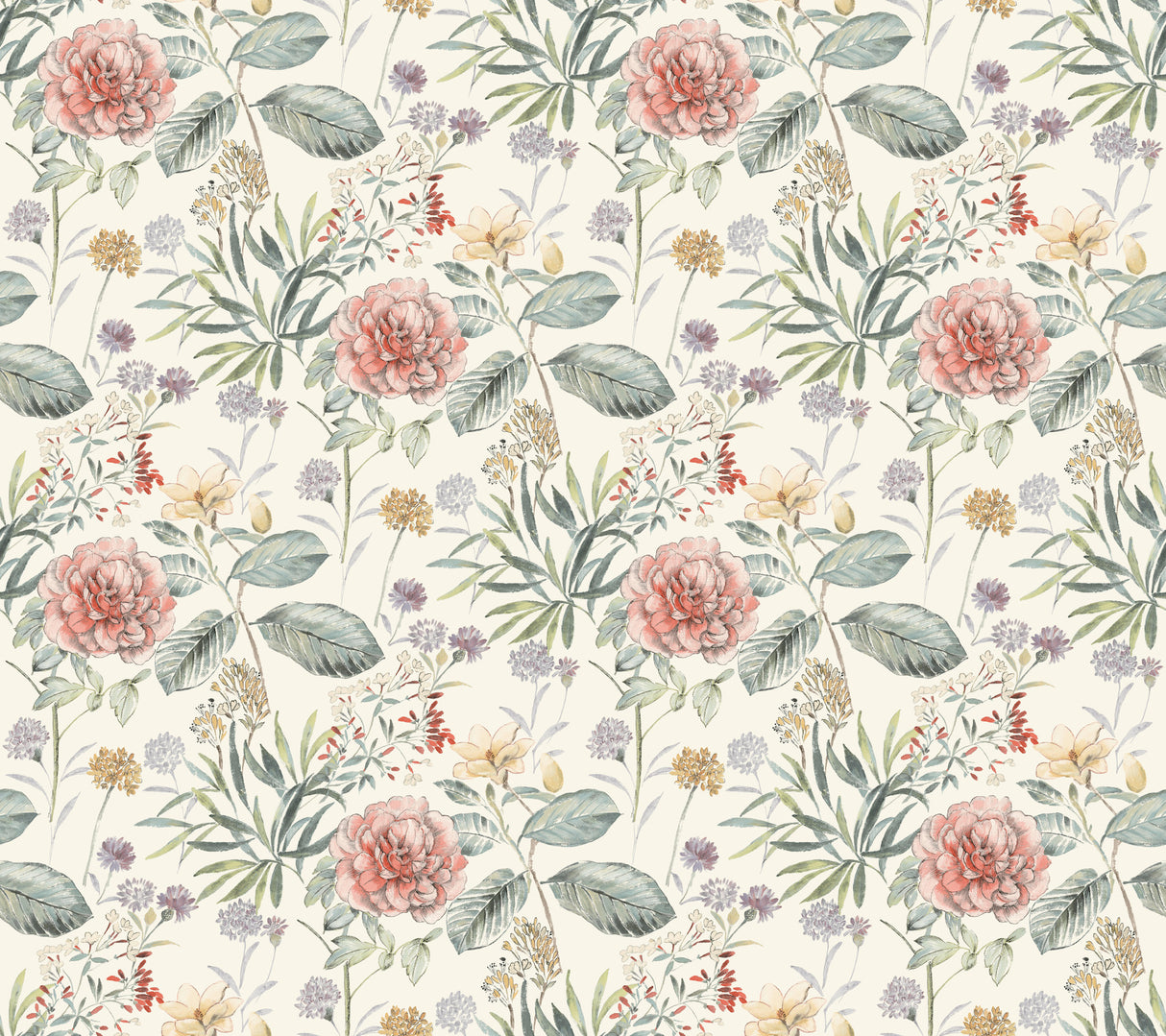 York TL1919 Midsummer Floral Coral Wallpaper