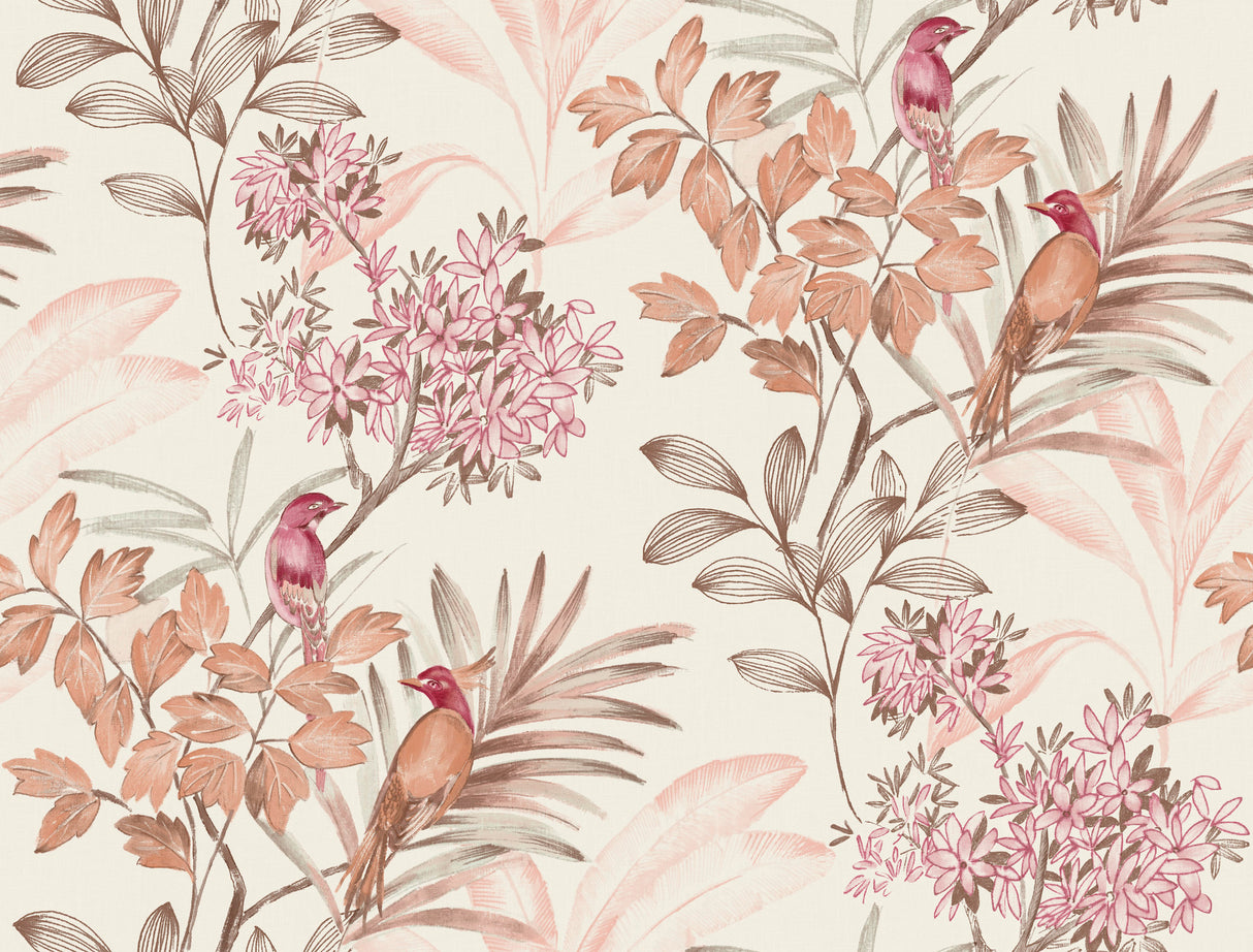 York TL1929 Handpainted Songbird Red Wallpaper