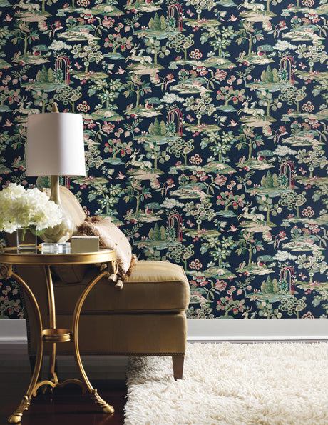 York TL1949 Kingswood Navy & Red Wallpaper