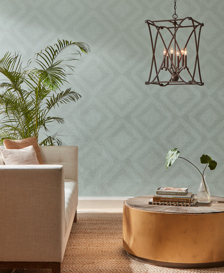 York TL1989 Diamond Channel Green Wallpaper