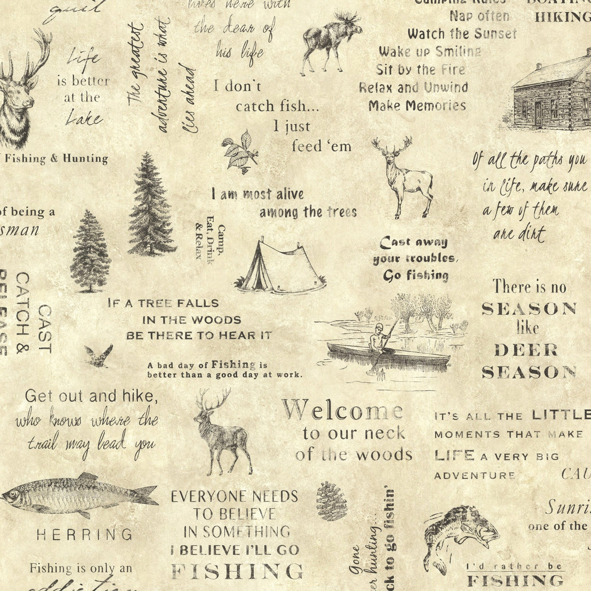 Chesapeake TLL01472 North Hills Beige Script Wallpaper