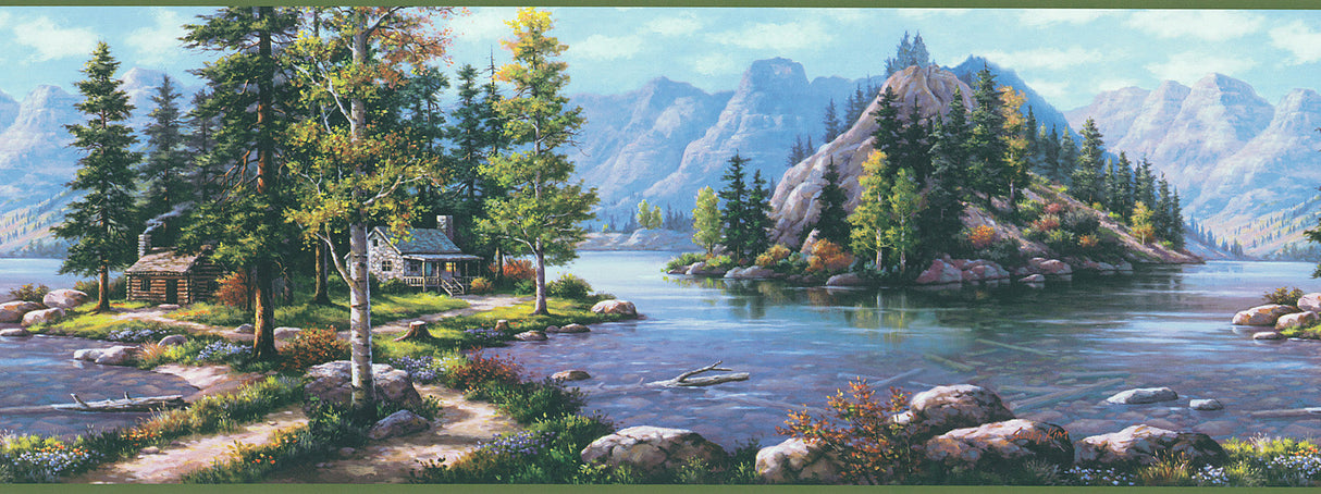 Chesapeake TLL96512B Boon Green Cabin Scenic Border