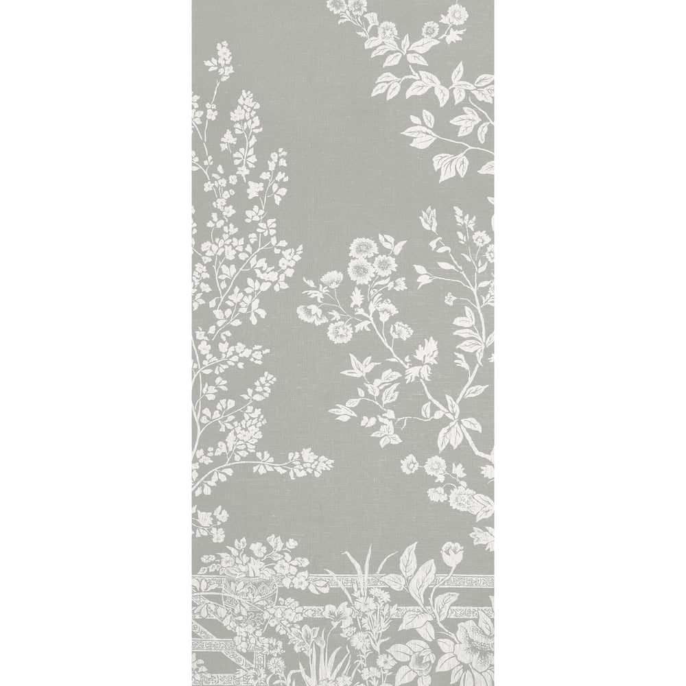 Thibaut TM10857-3 VILLA GARDEN MURAL - PANEL 3 Charcoal Wallpaper
