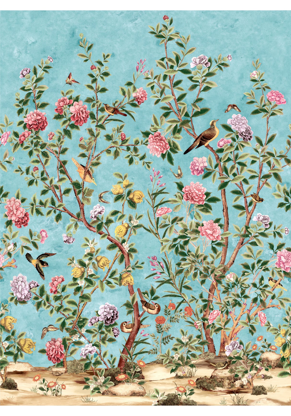 Thibaut TM13668 JARDIN BLOOM MURAL Turquoise Wallpaper