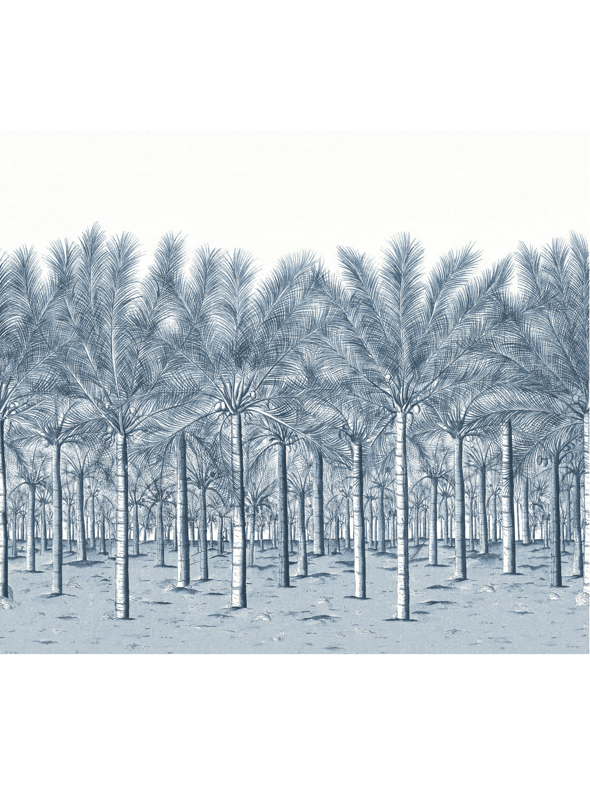 Thibaut TM13951 PALM GROVE MURAL Navy Wallpaper