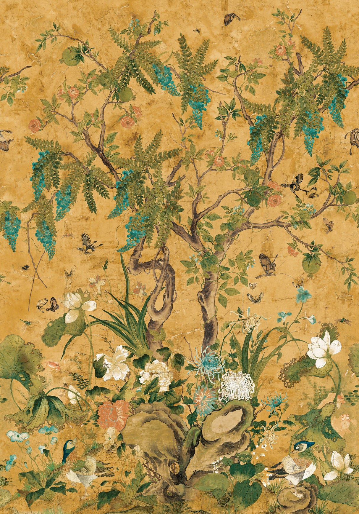 Thibaut TM42052 WILD WISTERIA MURAL Ochre Wallpaper