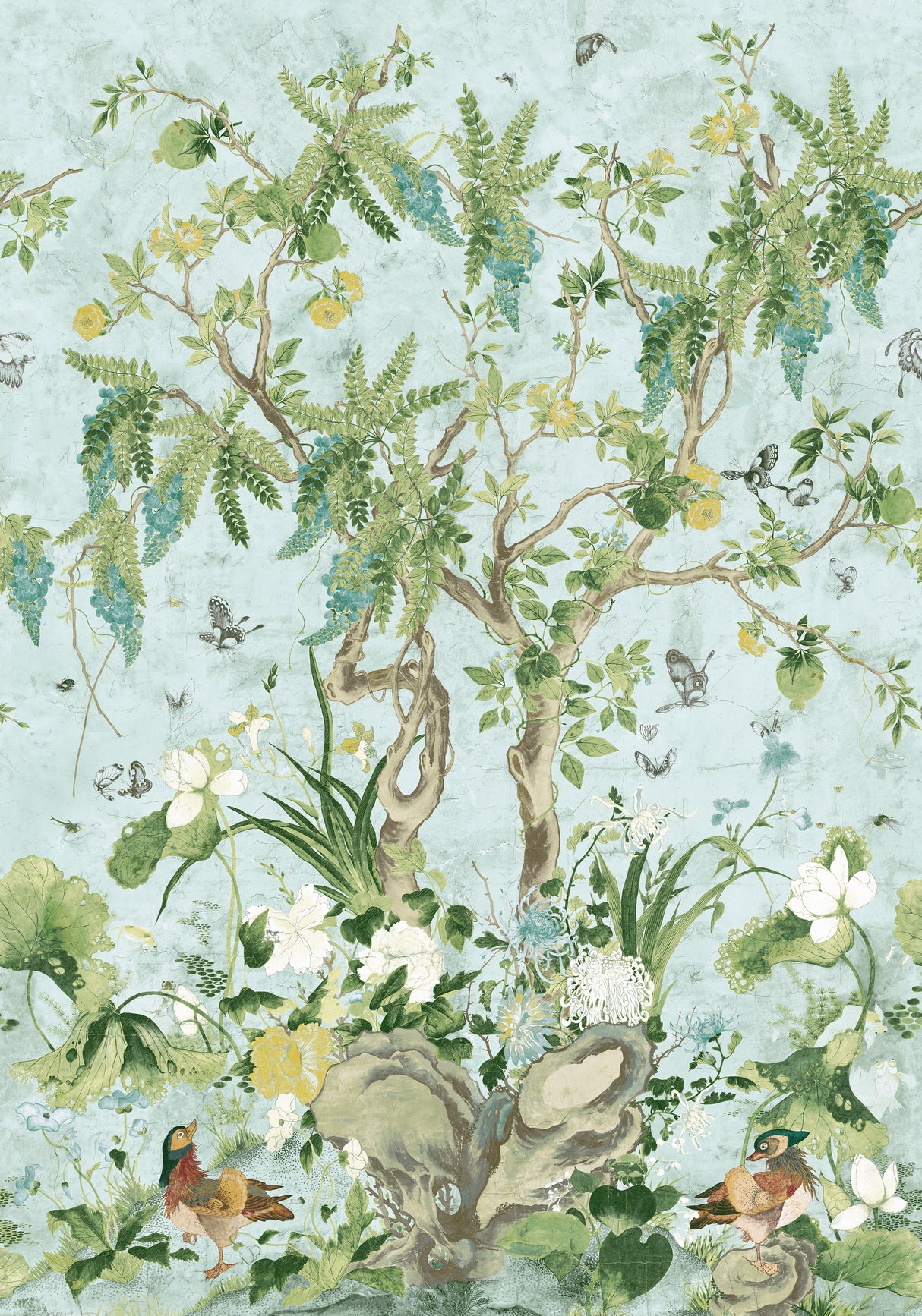Thibaut TM42054 WILD WISTERIA MURAL Spa Blue Wallpaper