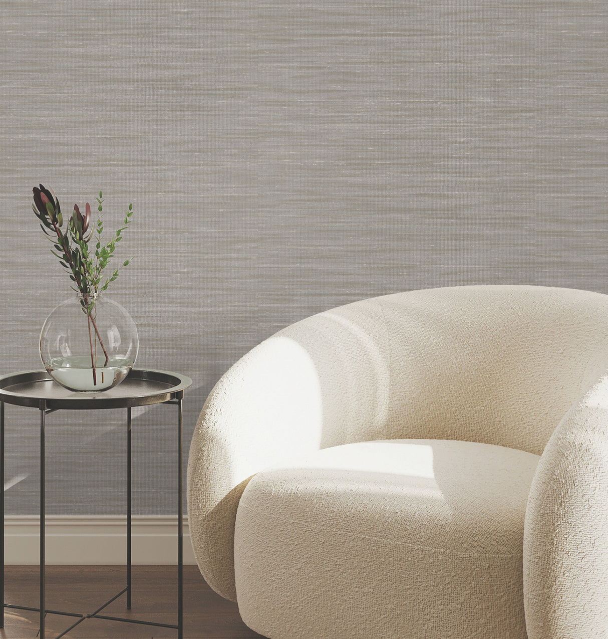 York Wallcoverings UW1002N Sari Silk Grey Faux Fabric Wallpa