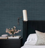 York Wallcoverings UW1005N Sari Silk Slate Faux Fabric Wallp
