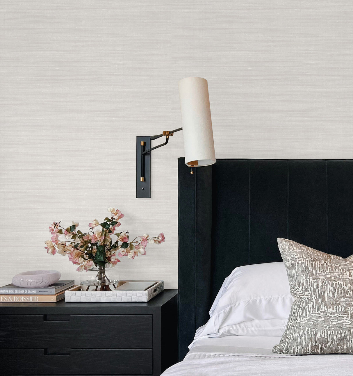 York Wallcoverings UW1006N Sari Silk Pearl Faux Fabric Wallp